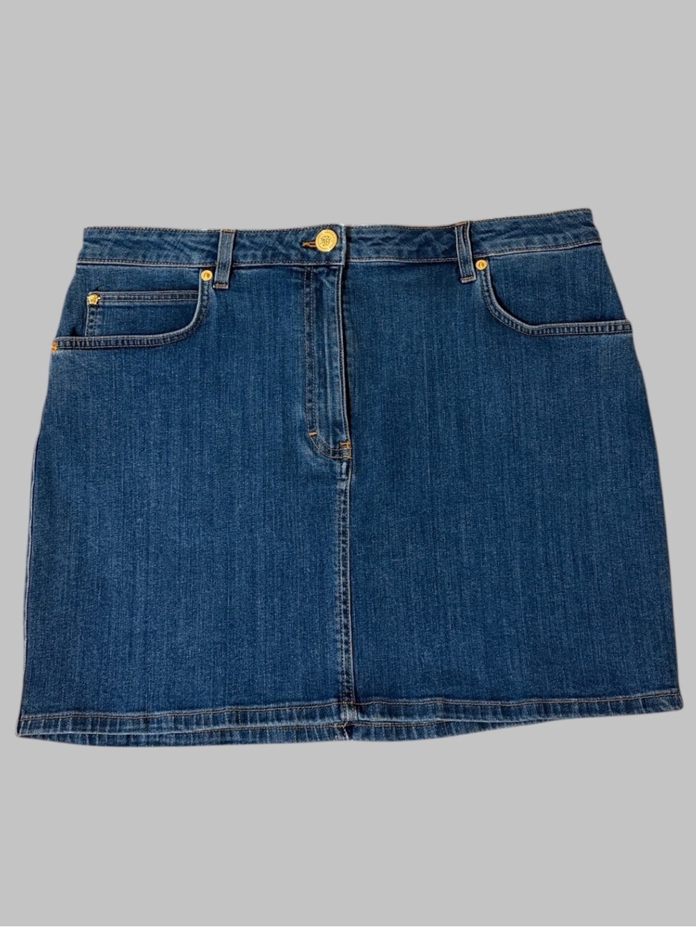 Versace Authentic Blue Denim Mini Skirt